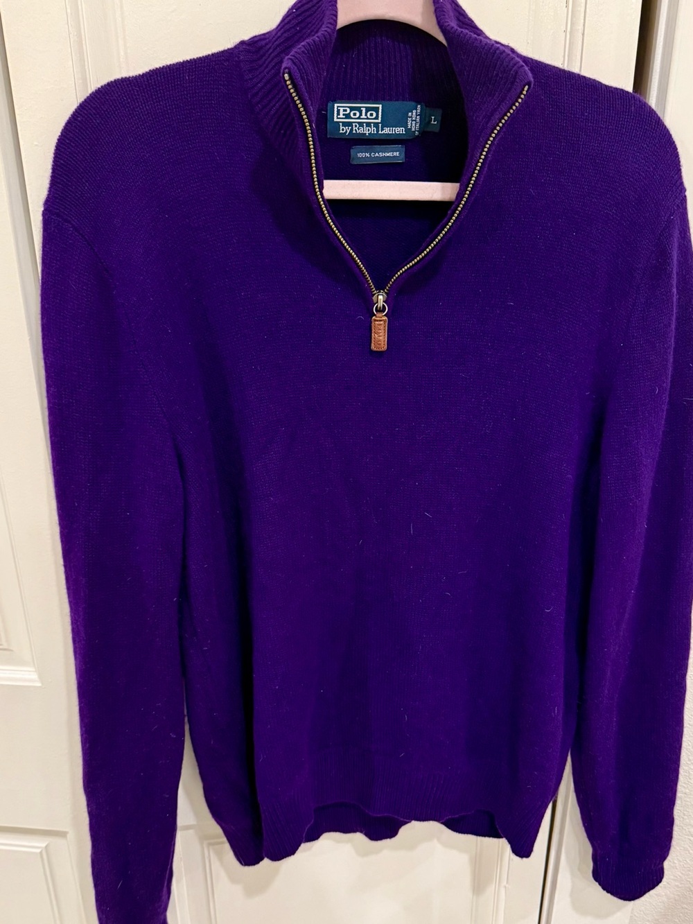 Polo by Ralph Lauren Men's Large Purple 100% Cashmere Quarter-Zip Sweater